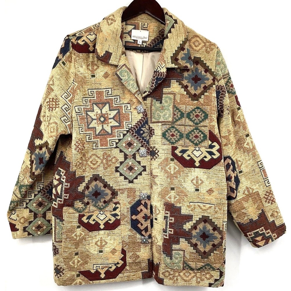 Monterey Bay Woman’s Boho Art-to-wear Southwest Aztec, Turquoise Sz.L